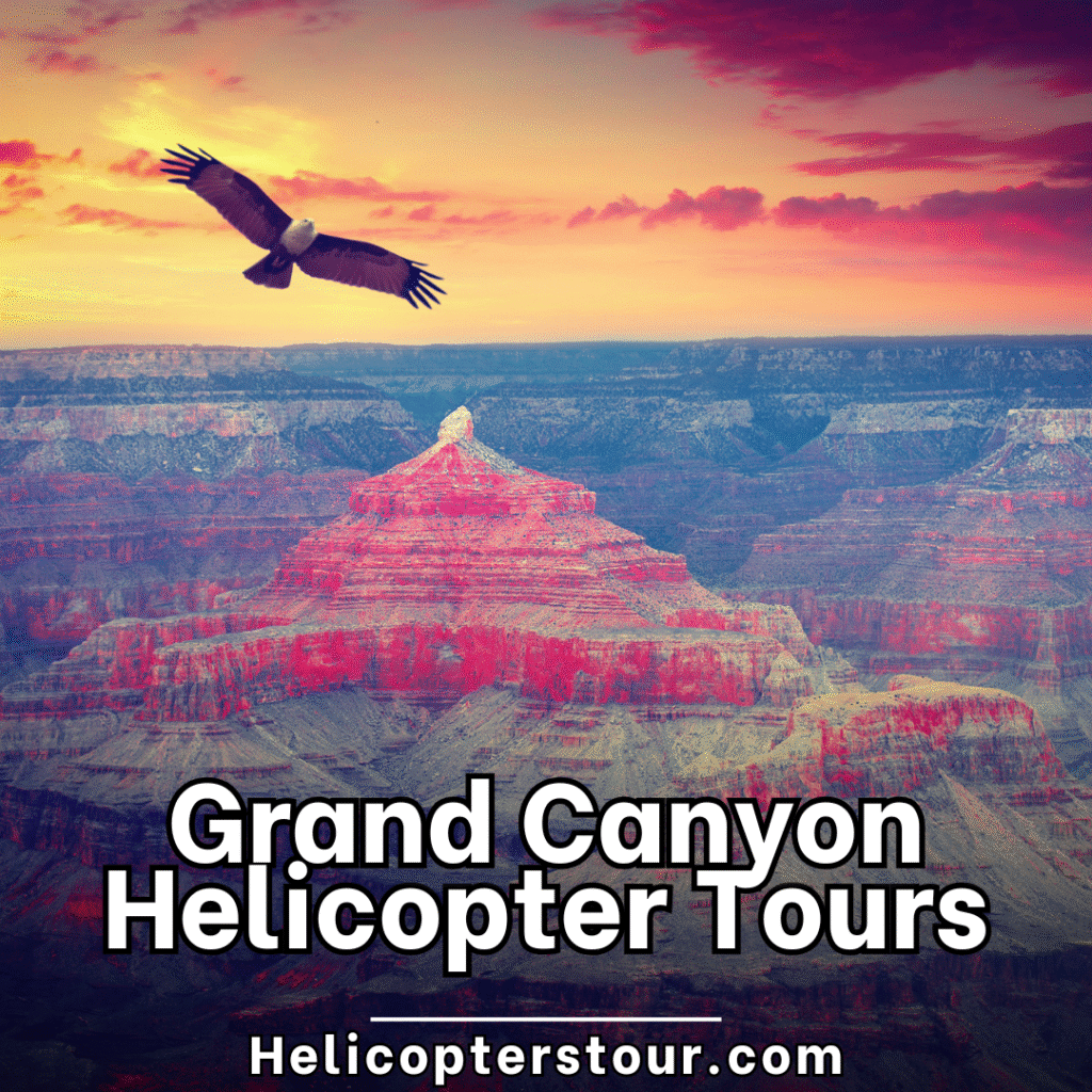 Aerial shot of a helicopter descending into the Grand Canyon with panoramic views of canyon walls and layered rock formations. Perfect for travelers wanting a once-in-a-lifetime perspective.