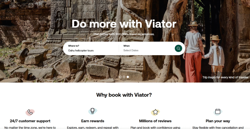 How to easily search for a helicopter tour near you with Viator, type in your search and dates if you have them to load your choices of top helicopter tours.