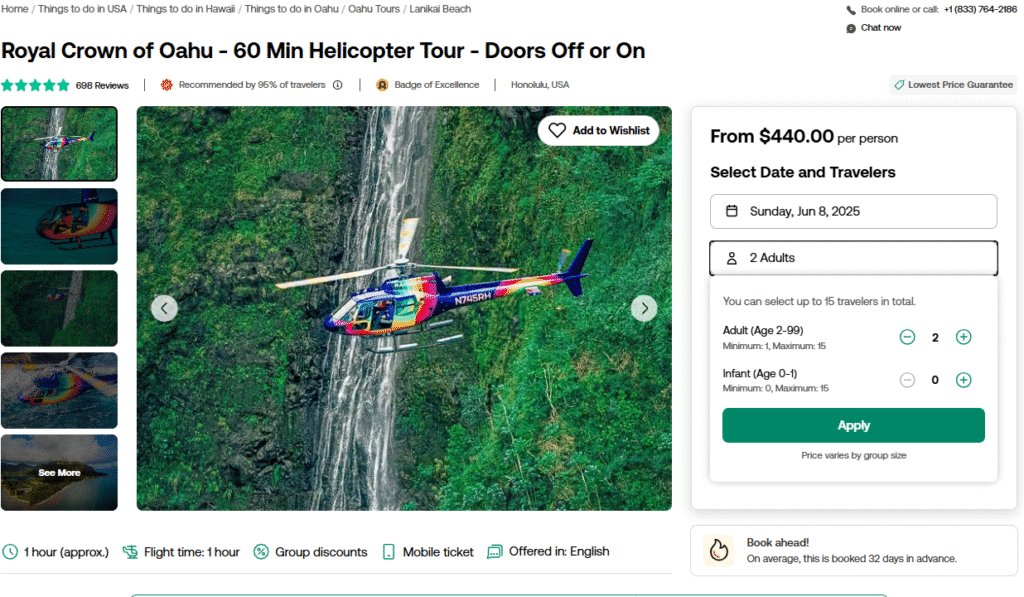How to select the helicopter tour dates and how many travelers on Viator. Learn more at helicopterstour.com