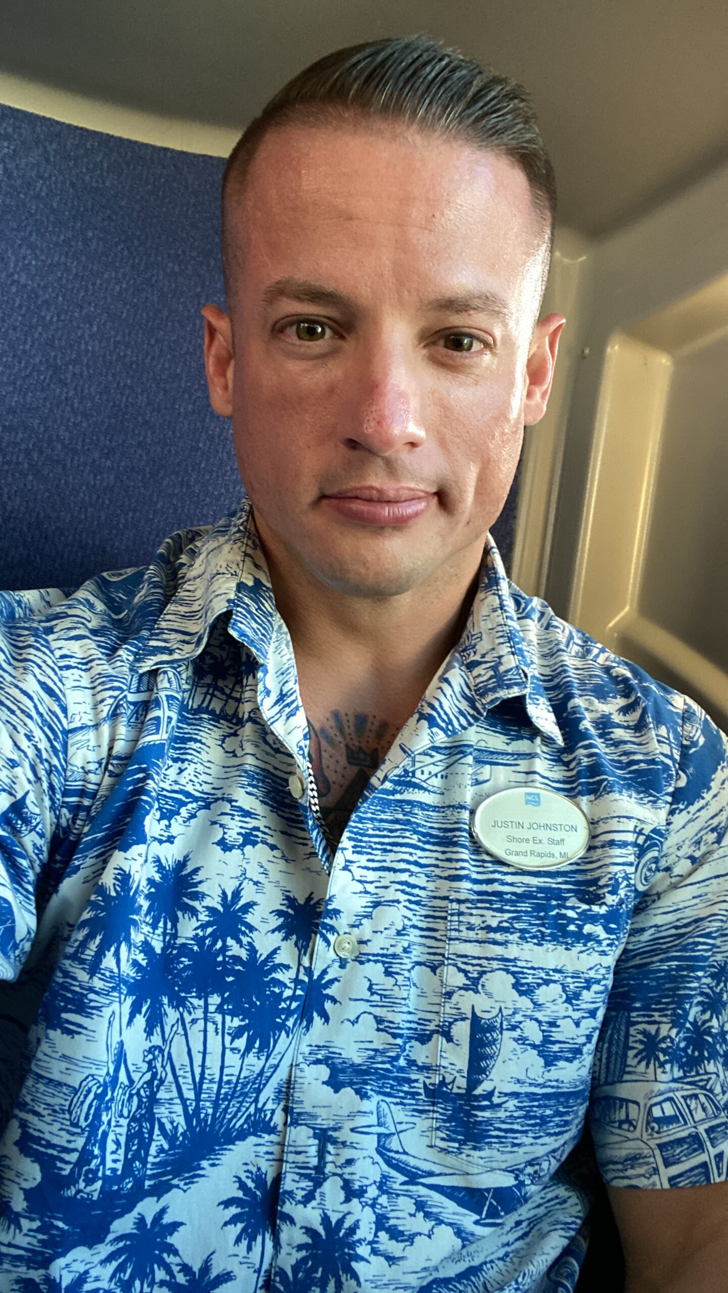 Justin Johnston from Best Helicopter Tours managing the Luau on the Pride of America Cruise