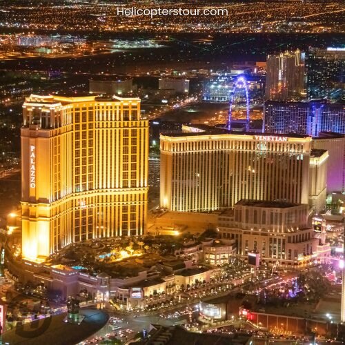 Las Vegas from a helicopter tour, Las Vegas Helicopter Night Flight and Optional VIP Transportation
