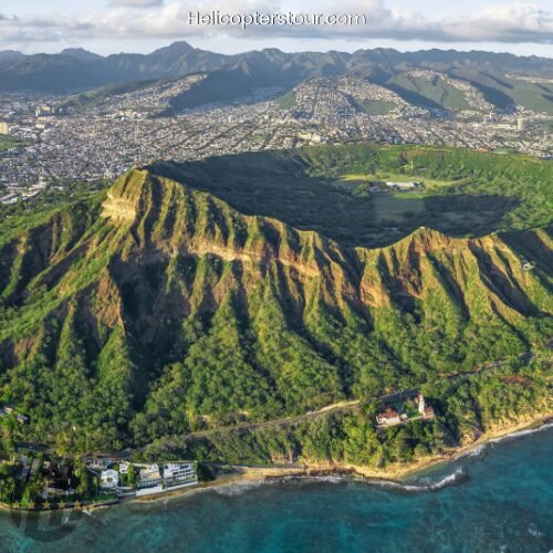 Oahu from a helicopter tour, Royal Crown of Oahu - 60 Min Helicopter Tour - Doors Off or On
