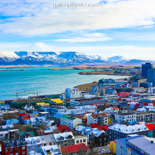Reykjavík from a helicopter tour, Iceland Volcanic Eruption Area Helicopter Tour from Reykjavík