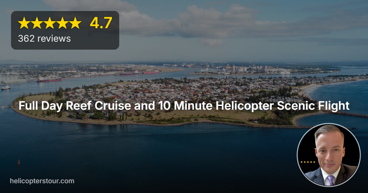 Discover the Full Day Reef Cruise and 10 Minute Helicopter Scenic Flight in Cairns. Explore the Great Barrier Reef from sea and sky on this epic adventure!