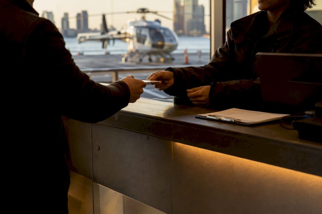 Paying NYC heliport surcharge at counter