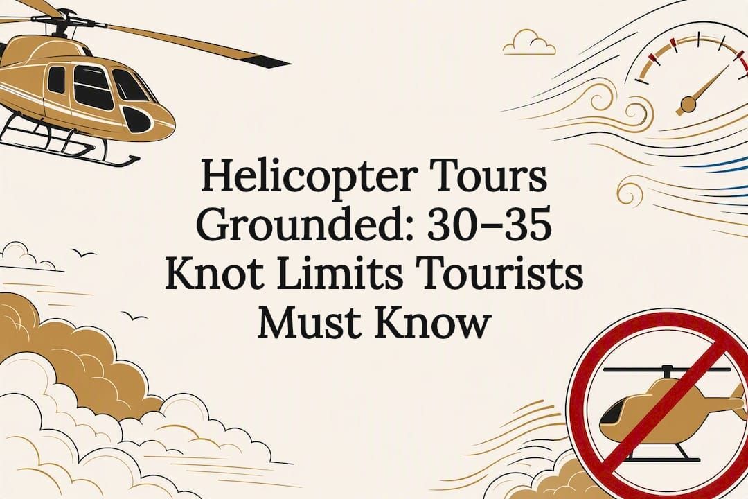 Weather-themed helicopter tour title card