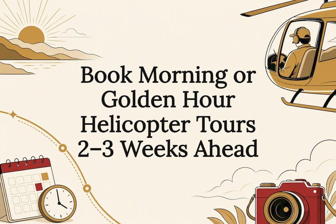 Morning and golden-hour helicopter tour title card