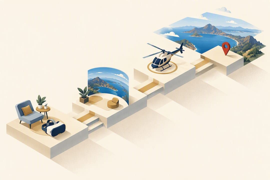 Isometric path from VR preparation to flight