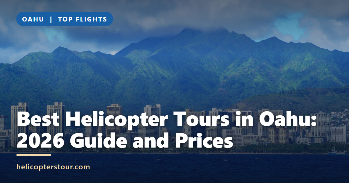 Aerial view of Honolulu's skyline and green mountains, a highlight of the best helicopter tours in Oahu