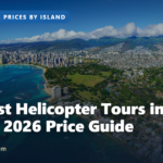 Aerial view of Honolulu coastline, a look at the cheapest helicopter tours in Hawaii and what they cover